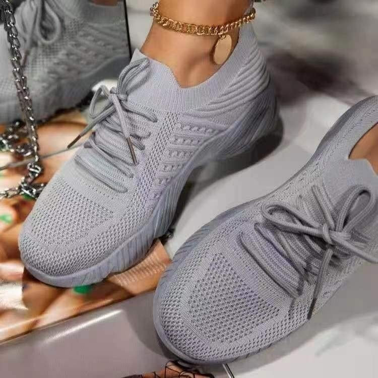 Sneakers Shoes 2022 Fashion Lace Up Platform Women&#39;s Shoes Summer Plus Size Flat Mesh Sports Shoes Woman Vulcanize Shoes