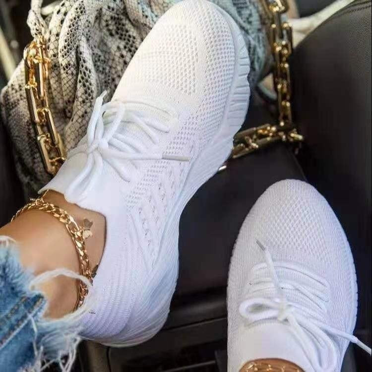 Sneakers Shoes 2022 Fashion Lace Up Platform Women&#39;s Shoes Summer Plus Size Flat Mesh Sports Shoes Woman Vulcanize Shoes