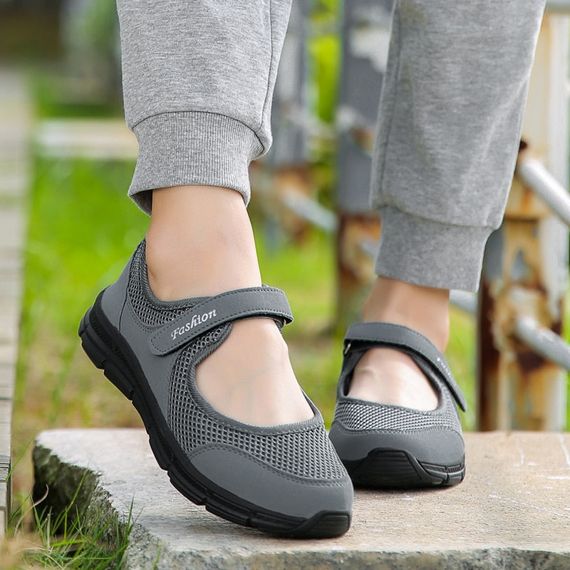 Summer Breathable Women Sneakers Healthy Walking Mary Jane Shoes Sporty Mesh Sport Running Mother Gift Light Flats 35-42 Size