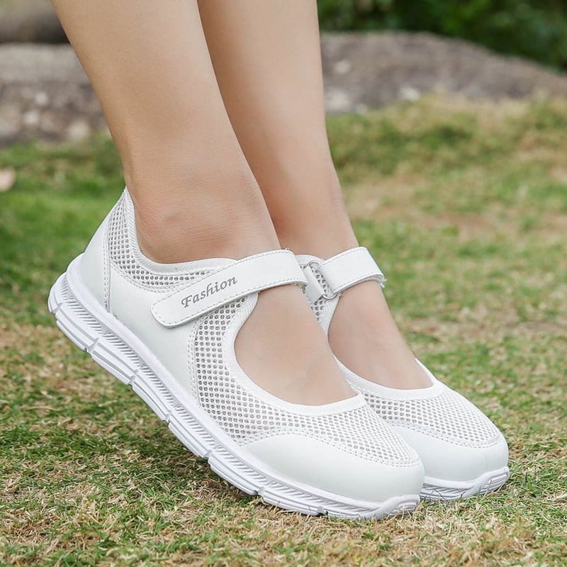 Summer Breathable Women Sneakers Healthy Walking Mary Jane Shoes Sporty Mesh Sport Running Mother Gift Light Flats 35-42 Size