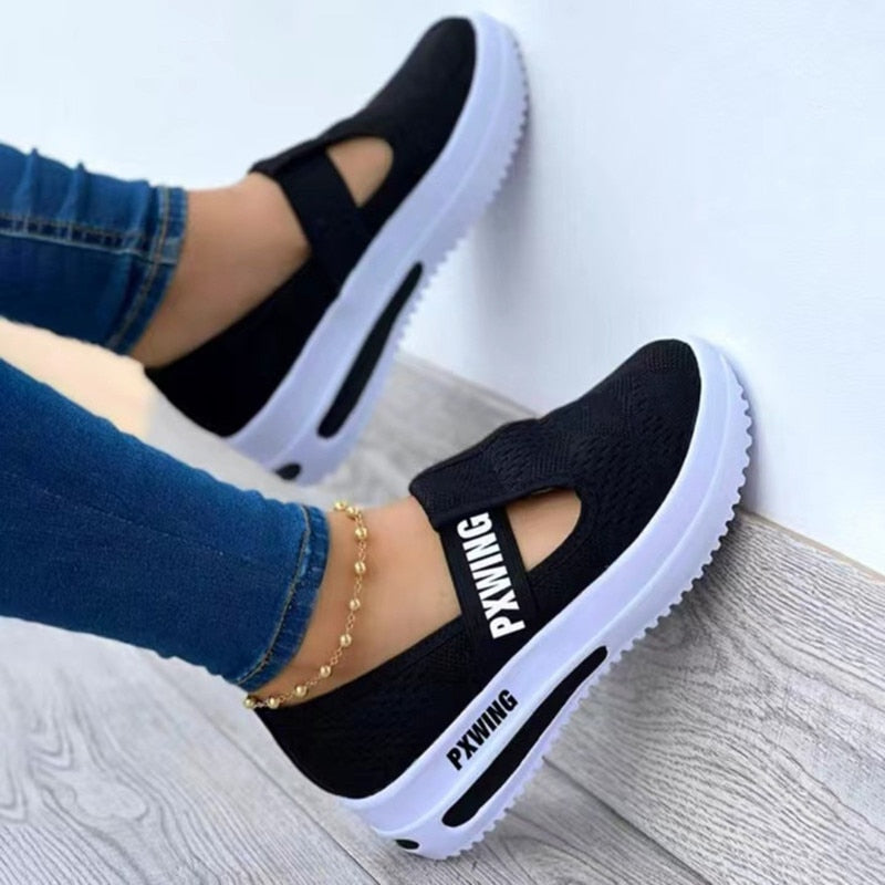 2022 New Breathable Woman Tennis Shoes Canvas Shoe Female Casual Shoes Ladies Sport Shoes Platform Sneaker Hollow Out Shoes